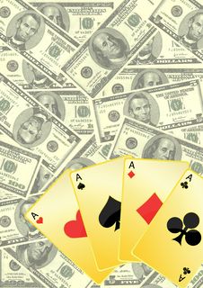 Playing Cards And Money Royalty Free Stock Images