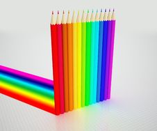 Colour Pencils And Rainbow Stock Image