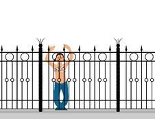Girl Behind A Fence Stock Photo Girl Behind A Fence Stock Photo
