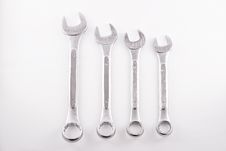 Four Different Combination Wrenches. Royalty Free Stock Photos