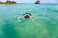 Young Boy Enjoying Snorkeling In The Sea Royalty Free Stock Image Young Boy Enjoying Snorkeling In The Sea Royalty Free Stock Image