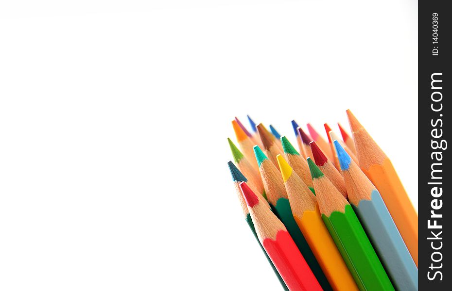 Colourful color pencil with white background