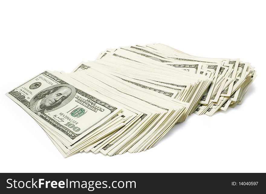 Pack of dollars isolated on white background. Pack of dollars isolated on white background