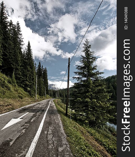 Lovely summer mountain scenery - Road in the Italian Alps, the Dolomites