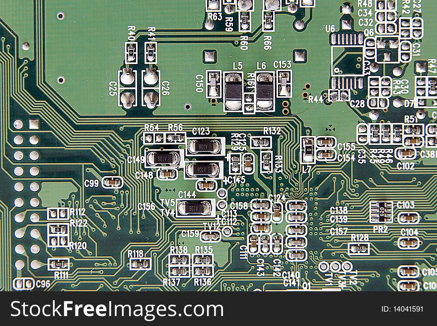 Detailed view of a mainboard. Detailed view of a mainboard