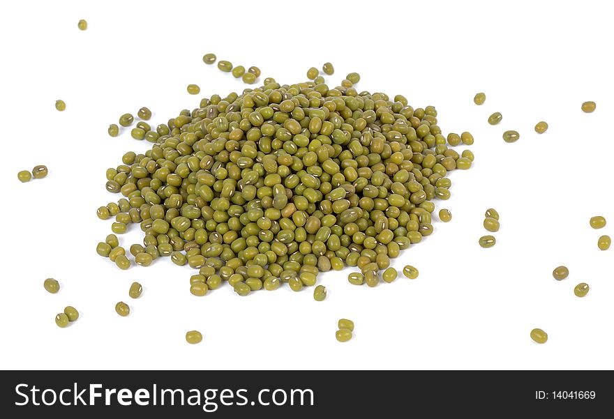 Stack of green soybeans isolated on a white background. Stack of green soybeans isolated on a white background