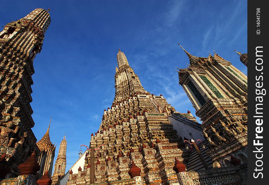 A Great Pagoda of Wat Arun aka the pagoda of the sunset temple in Bangkok, Thailand. A Great Pagoda of Wat Arun aka the pagoda of the sunset temple in Bangkok, Thailand