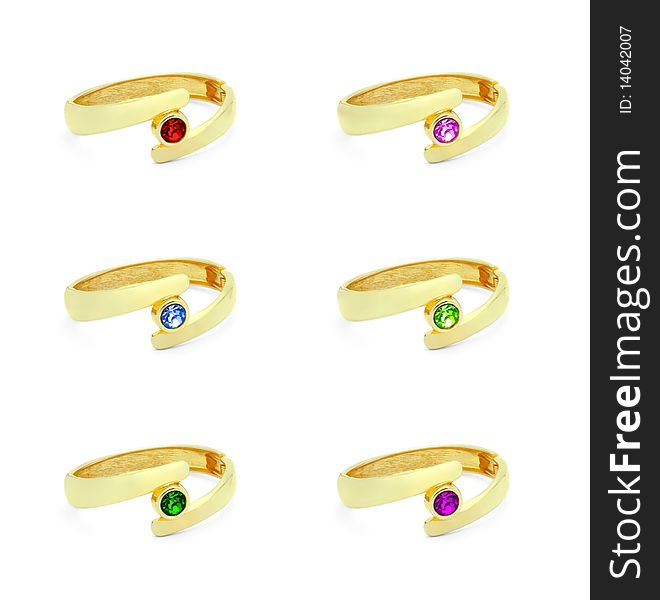 Golden Ring With Various Gem Stones