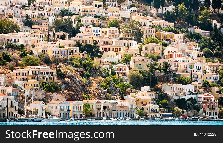 Symi Island in greece architecture harbor village