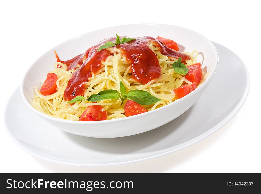Pasta with tomato and basil. Pasta with tomato and basil