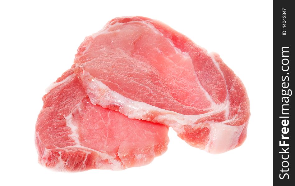 Raw pork on white background