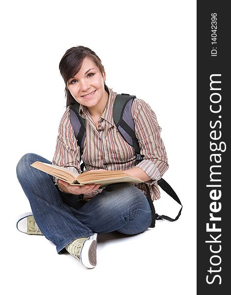 Young happy student. over white background