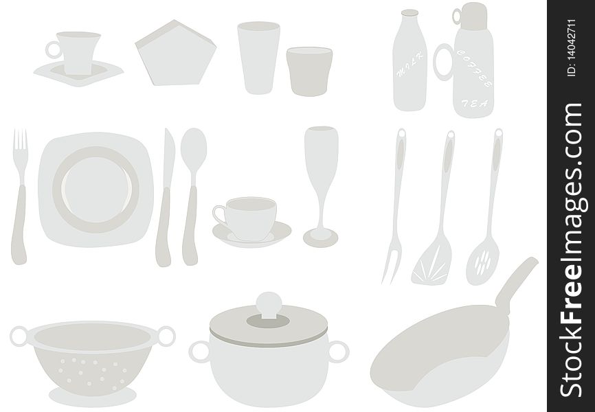 Vector illustration of kitchen set