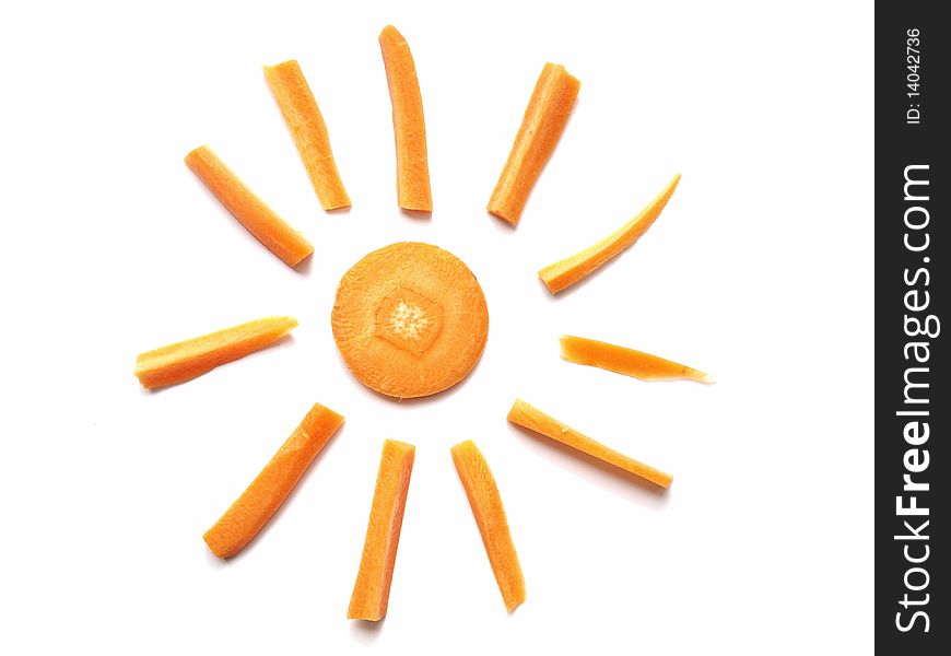 Carrots in shape of the sun. Carrots in shape of the sun