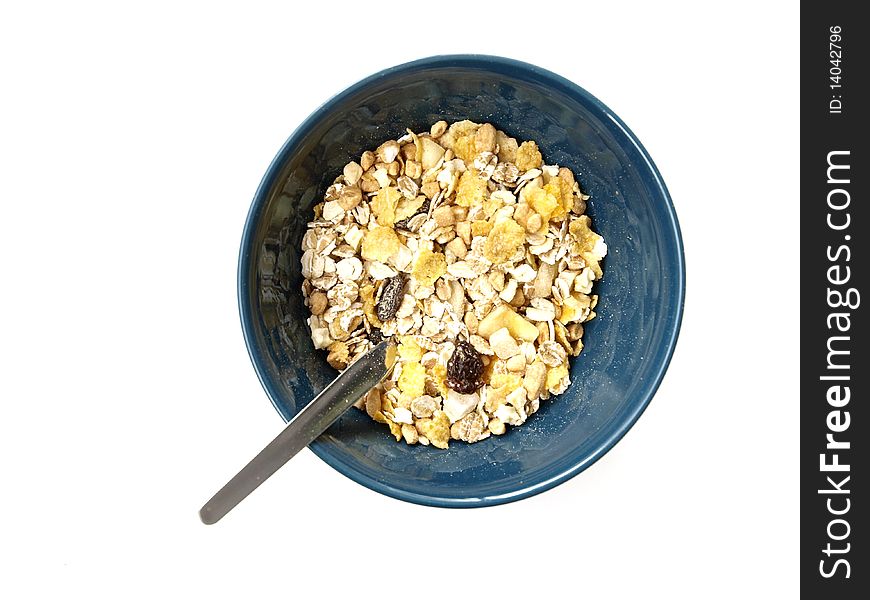 A muesli bowl on white background