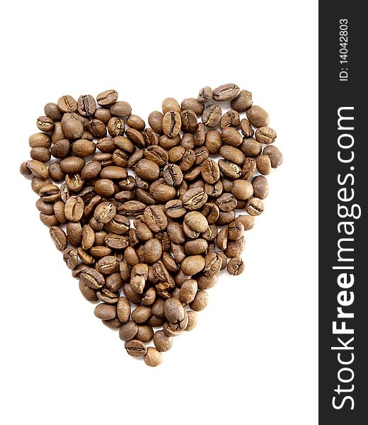 Coffe beans in shape of a heart. Coffe beans in shape of a heart