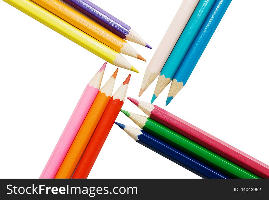 Colour pencils isolated over white. Colour pencils isolated over white