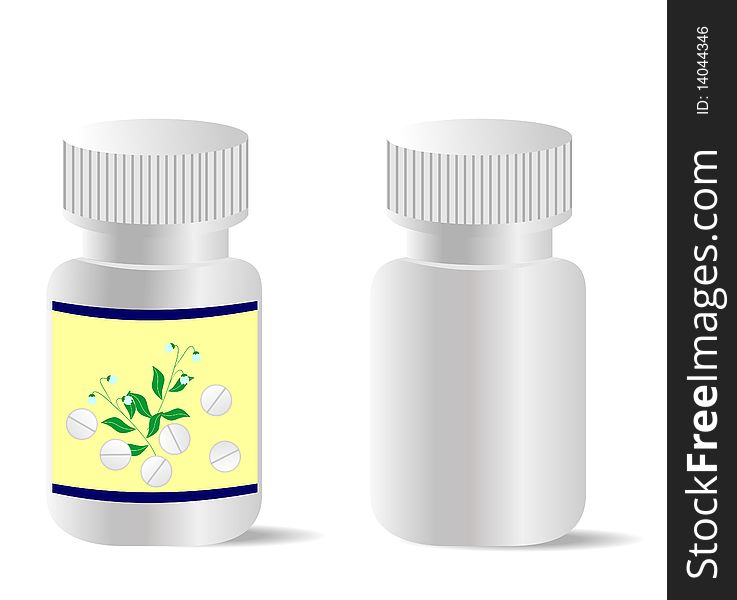 Two Realistic Bottles With Tablets