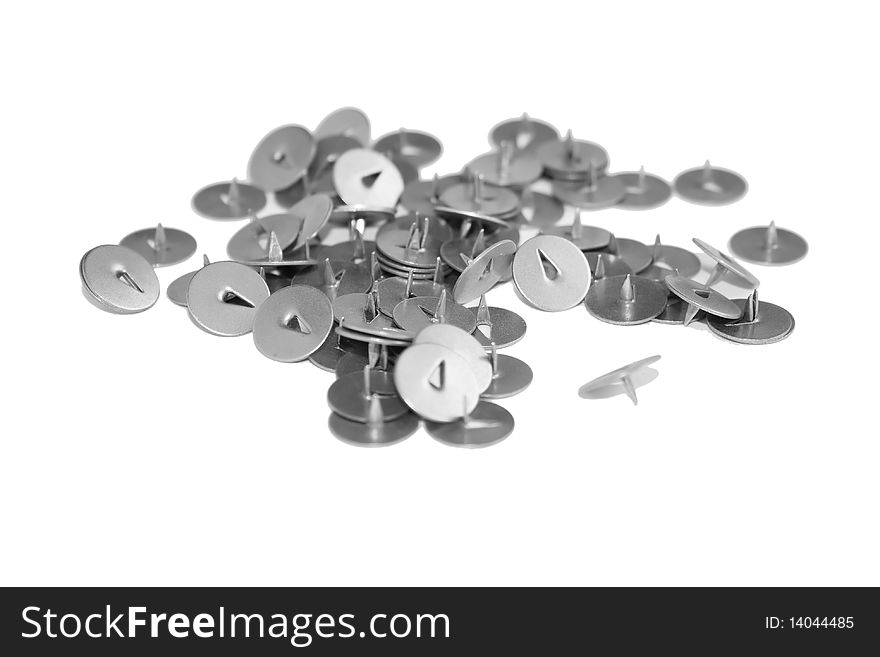 Pins isolated on the white background