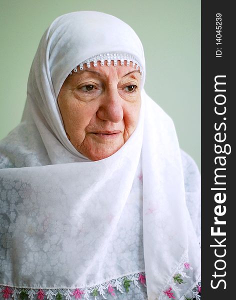 A portrait of senior muslim lady. A portrait of senior muslim lady