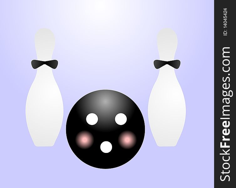 Illustration ball and pin for bowling. Vector