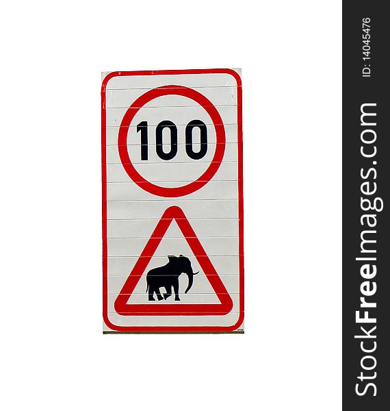Speed limit - elephants can cross the road, Namibia. Speed limit - elephants can cross the road, Namibia