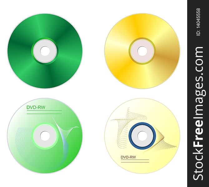 Realistic illustration set DVD disks with both sides. Vector