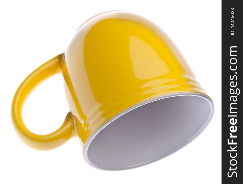 Vibrant Yellow Mug Isolated on White with a Clipping Path.