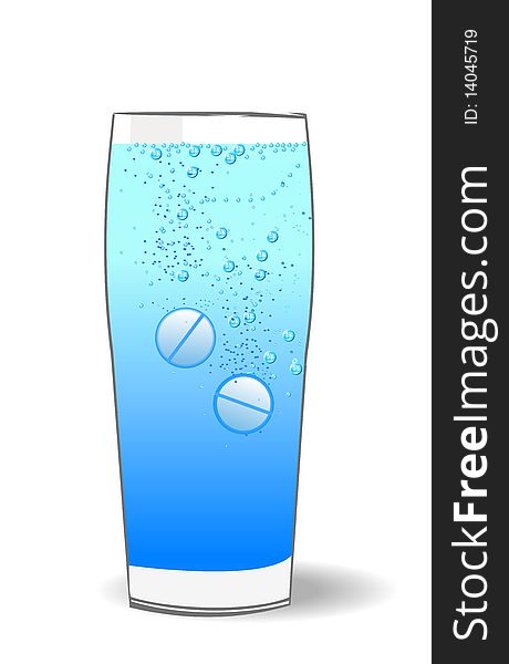 Illustration of two tablets in the water. Vector