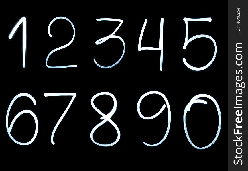 Numbers on a black background