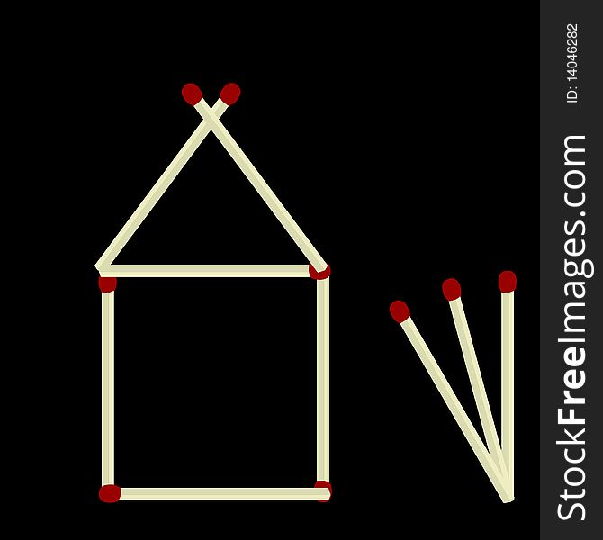 House made of matches isolated. Vector