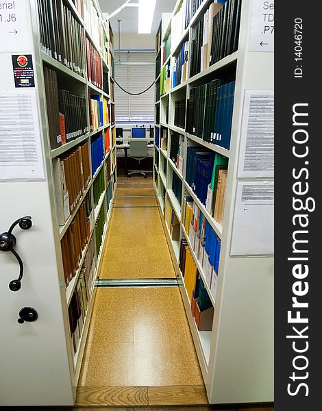 University / educational reference library with shelves and journals. University / educational reference library with shelves and journals