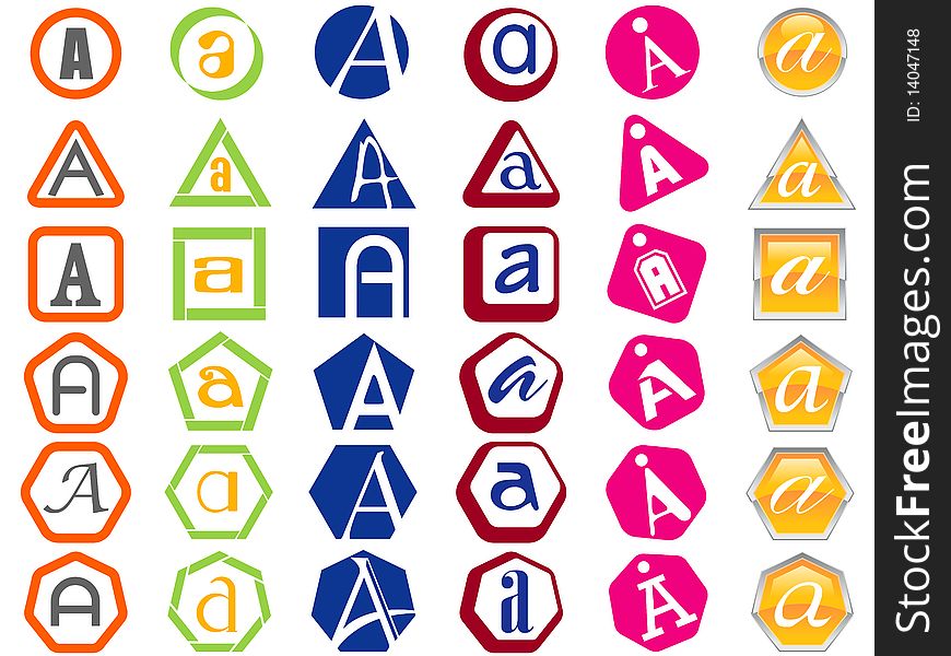 Letter A Icons Badges And Tags