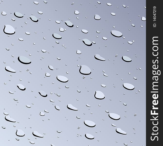Realistic illustration of water drops on glass. Vector