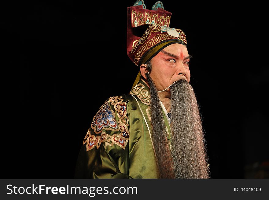 China opera man with long beard.