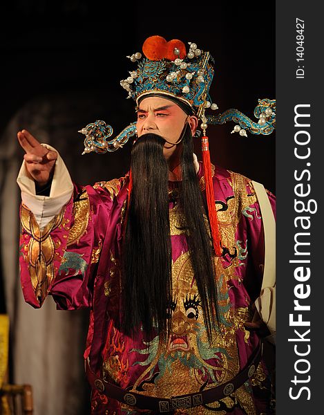 China opera man with long black beard. China opera man with long black beard.