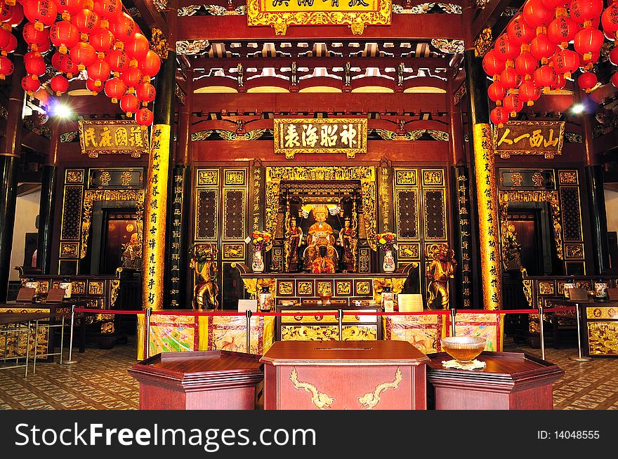 Ancient Chinese Temple interior architecture at Singapore chinatown. Ancient Chinese Temple interior architecture at Singapore chinatown