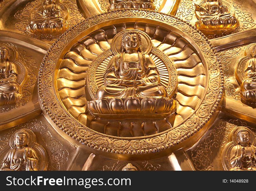 The Circle Buddha Wall in baromraja temple