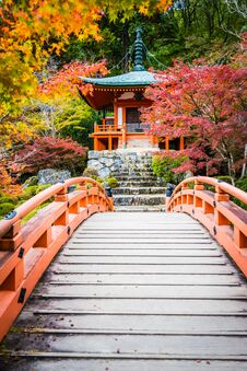 Beautiful Daigoji Temple With Colorful Tree And Leaf In Autumn Season Royalty Free Stock Photography