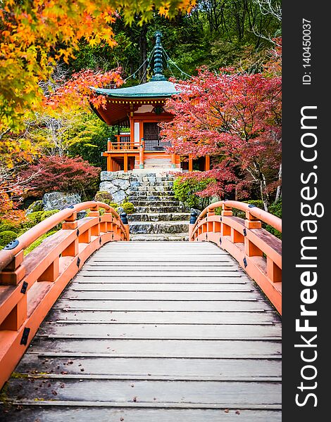 Beautiful Daigoji Temple With Colorful Tree And Leaf In Autumn Season