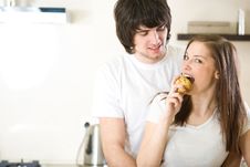 Girl With Pear And Boy Stock Photo Girl With Pear And Boy Stock Photo