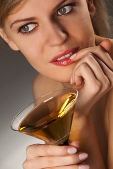 Woman With Glass Of Cocktail Royalty Free Stock Photo Woman With Glass Of Cocktail Royalty Free Stock Photo