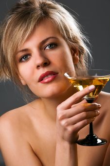 Woman With Glass Of Cocktail Stock Photo Woman With Glass Of Cocktail Stock Photo
