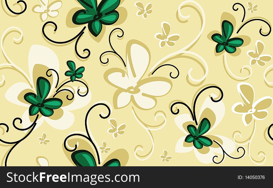 Seamless background with emerald flowers