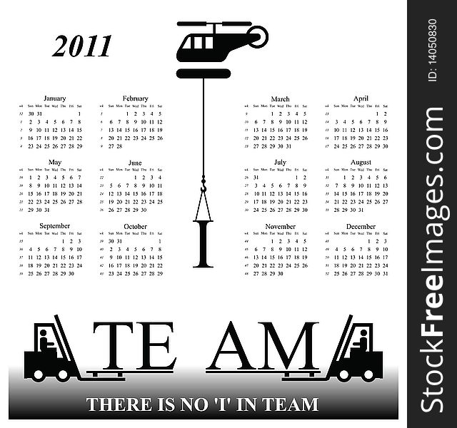 2011 calendar with an office teamwork theme