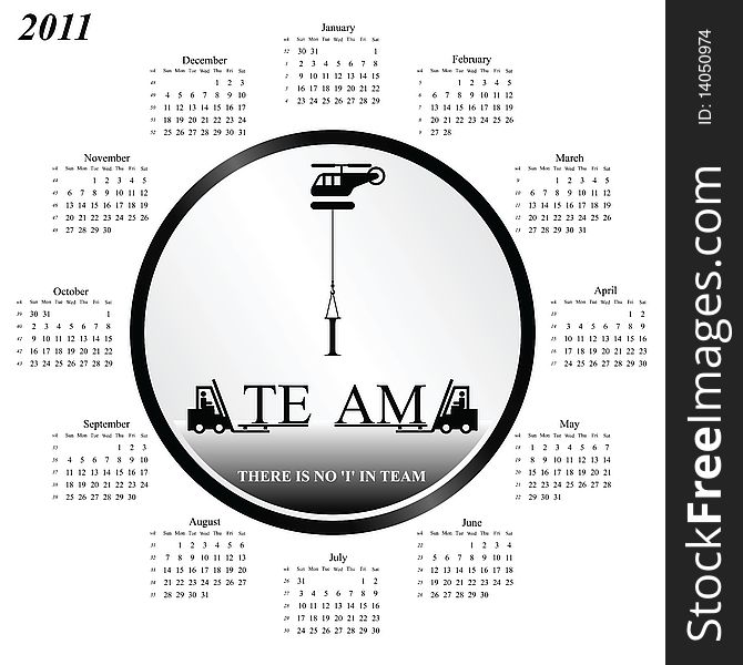 2011 calendar with an office teamwork theme