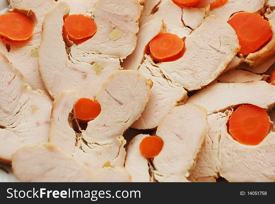 Close up of slices of white meat
