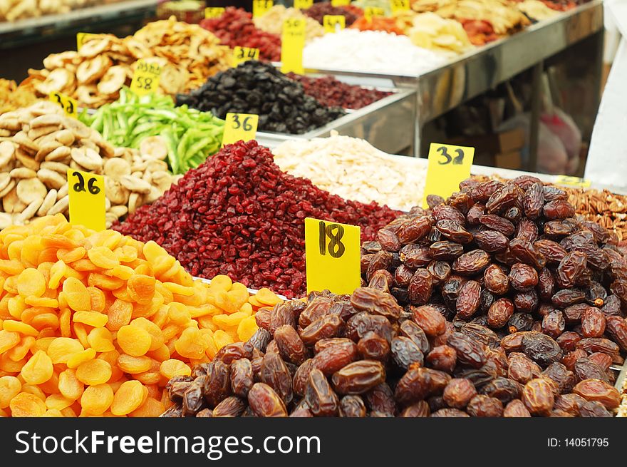 Close up of dried fruits