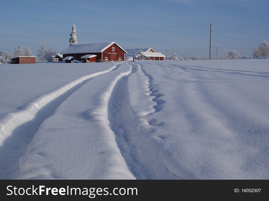 Snowy winter on Finnish farm. Snowy winter on Finnish farm