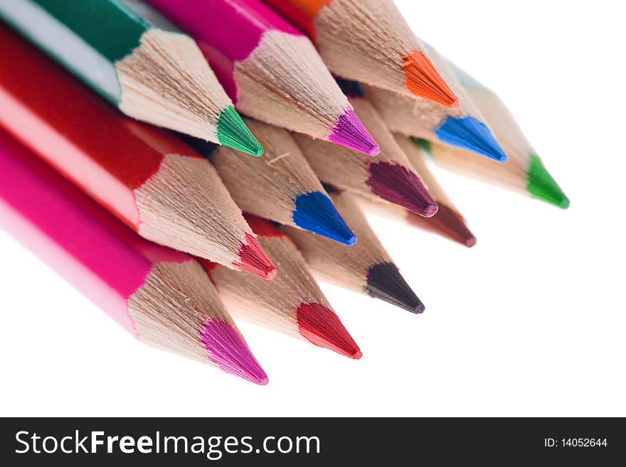 Different color pencils isolated on white background. Different color pencils isolated on white background